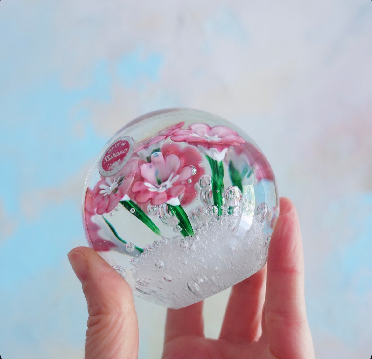 Murano glass flower paperweight