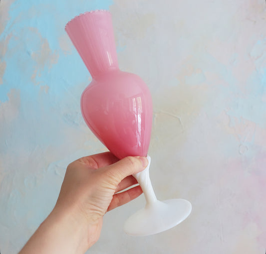 Baby pink opaline glass vase