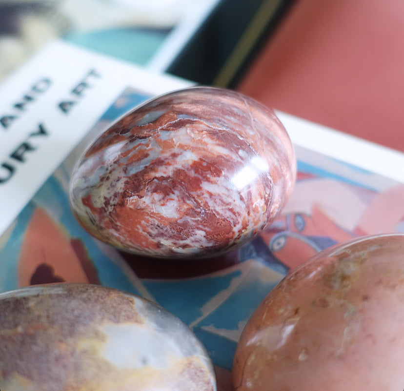 Set of five large stone eggs