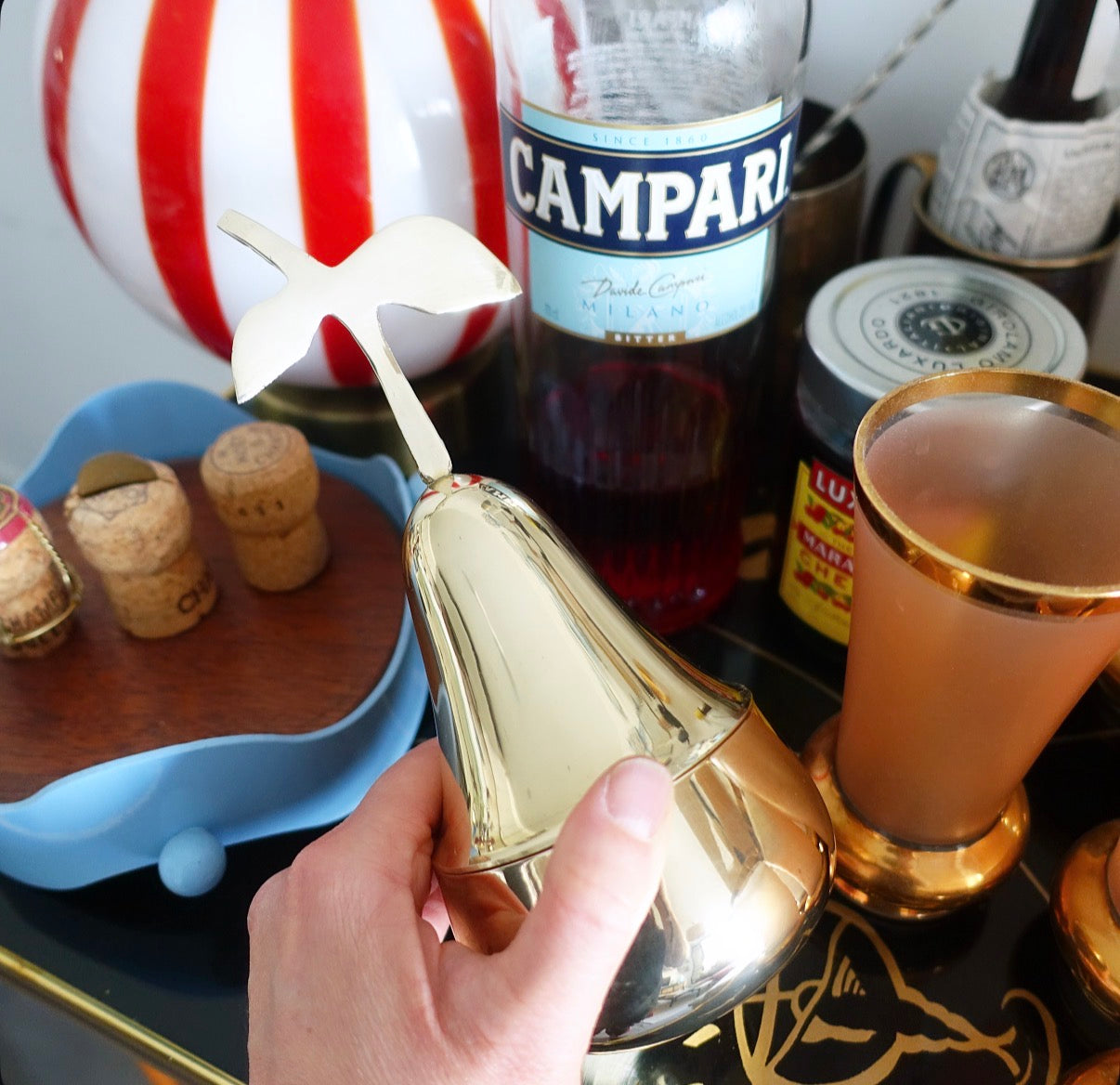 Brass pear trinket pot