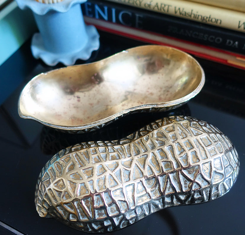 Large brass peanut trinket box