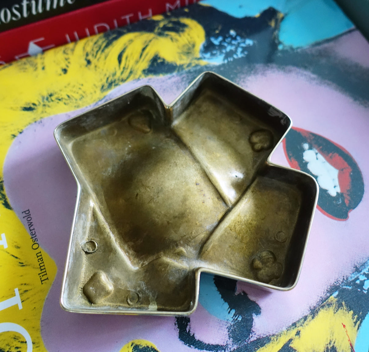 Brass playing cards trinket dish