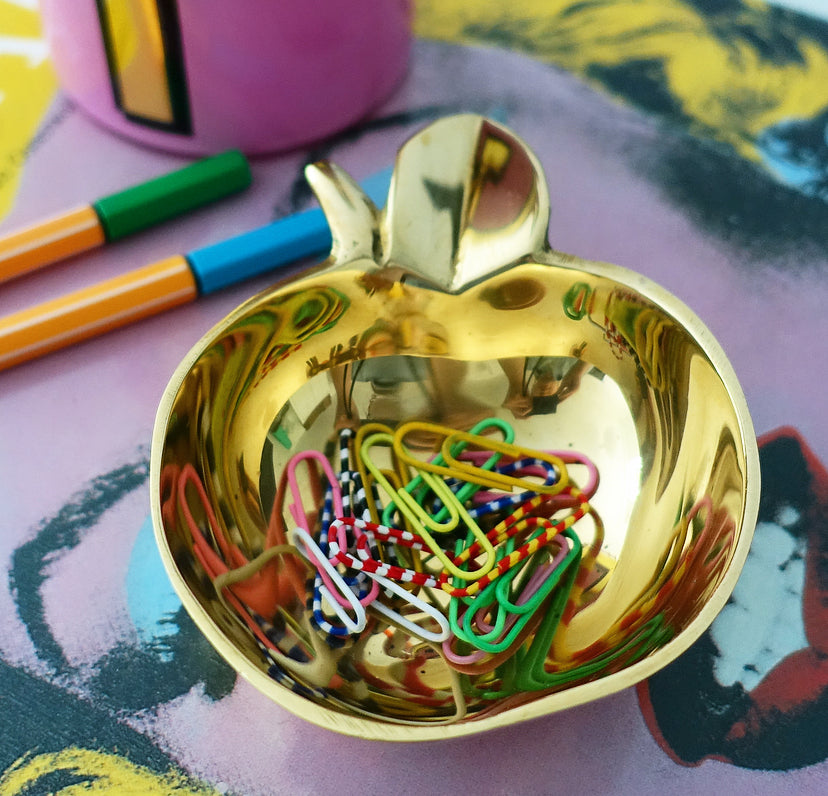 Brass apple trinket dish