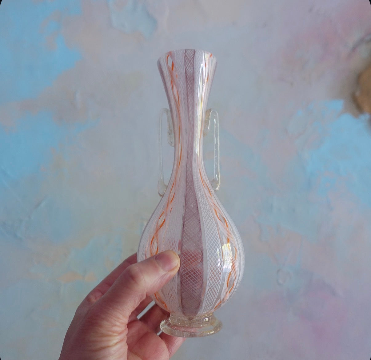 Zanfirico Murano glass bud vase