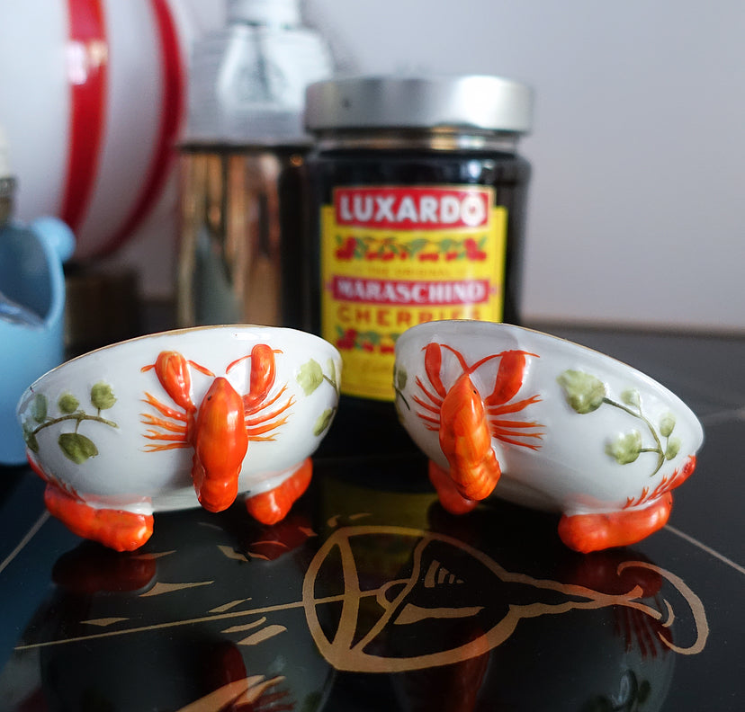 Pair of Art Deco lobster condiment bowls