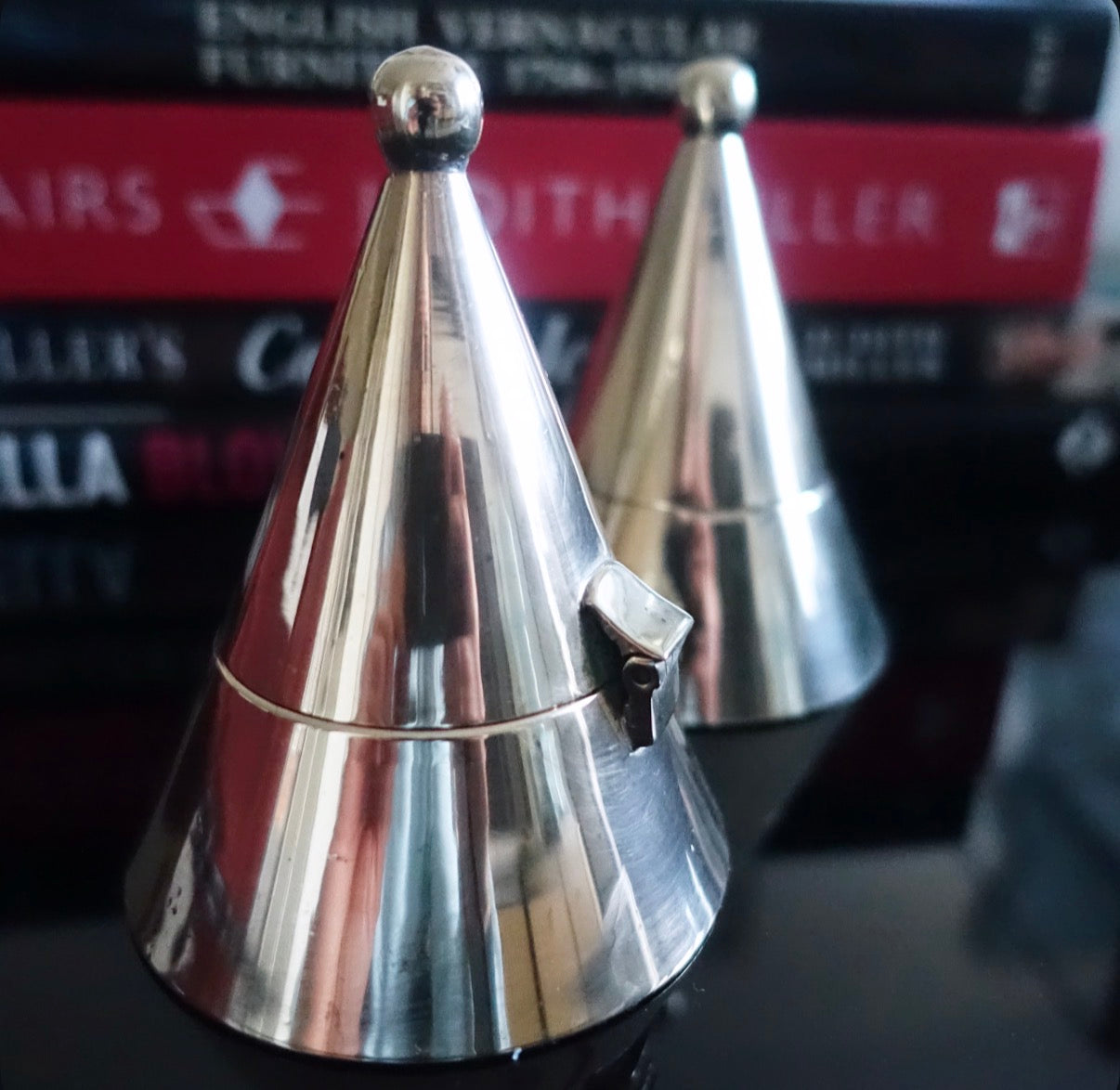 Post modern brass candle holders