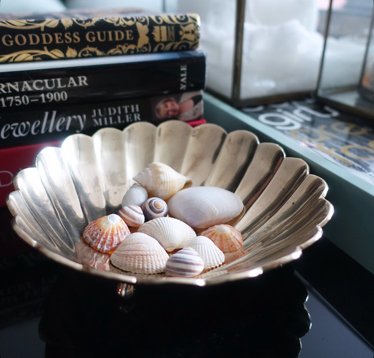 Hollywood Regency brass scallop shell dish