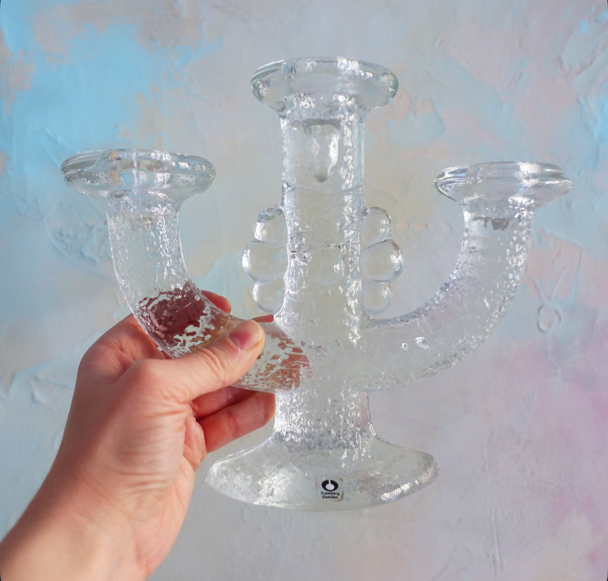 Swedish glass candelabra