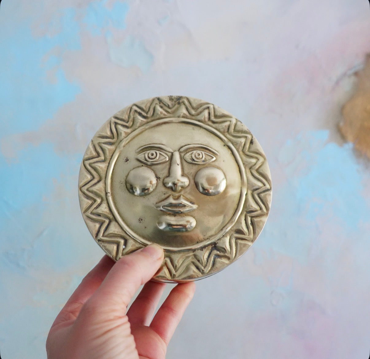 Brass sun trinket box