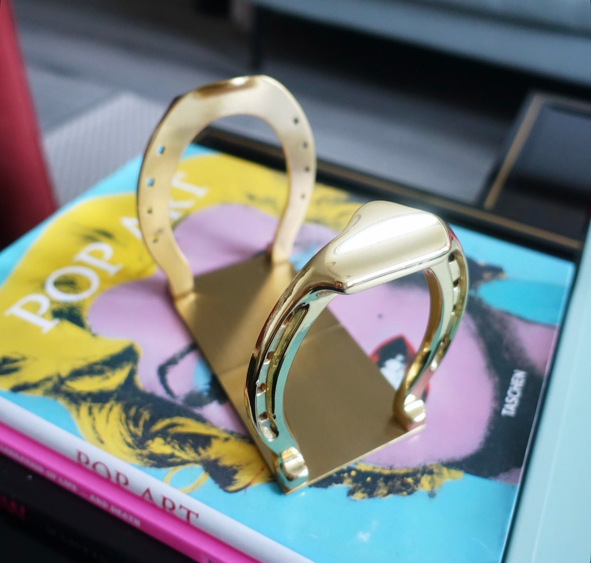 Brass horseshoe bookends