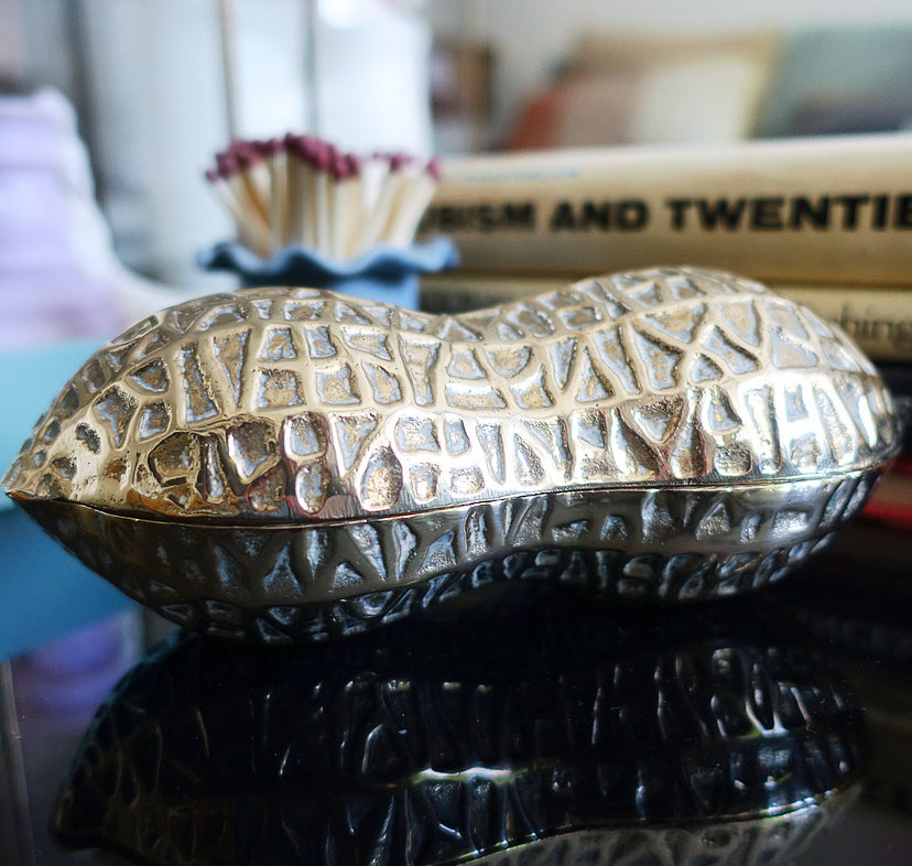 Large brass peanut trinket box