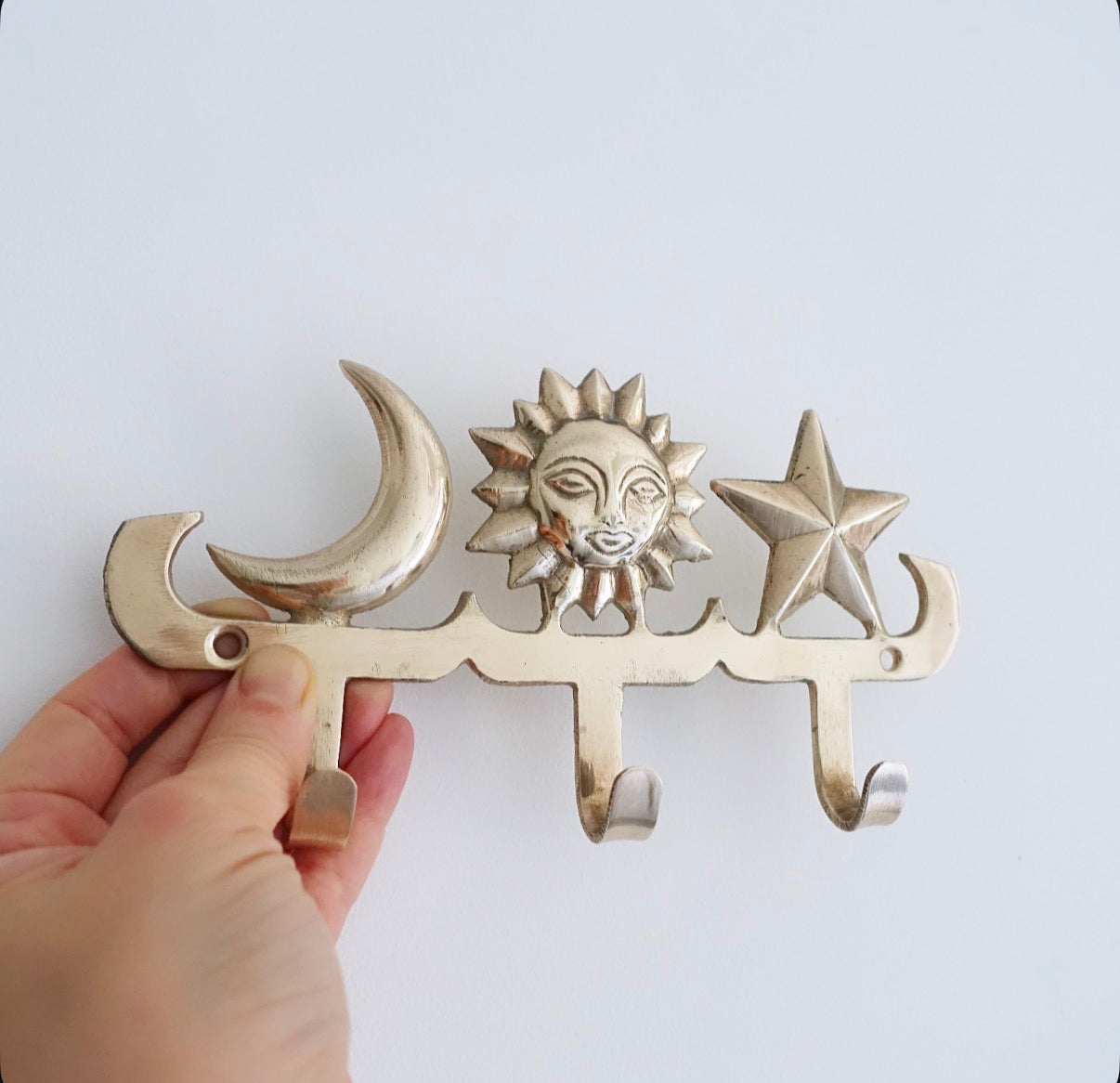 Celestial brass wall hook