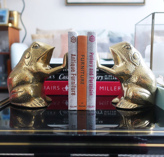 Brass frog bookends