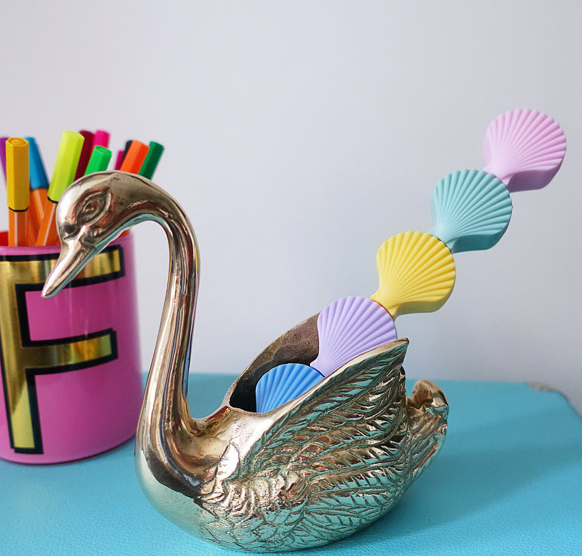 Brass swan planter