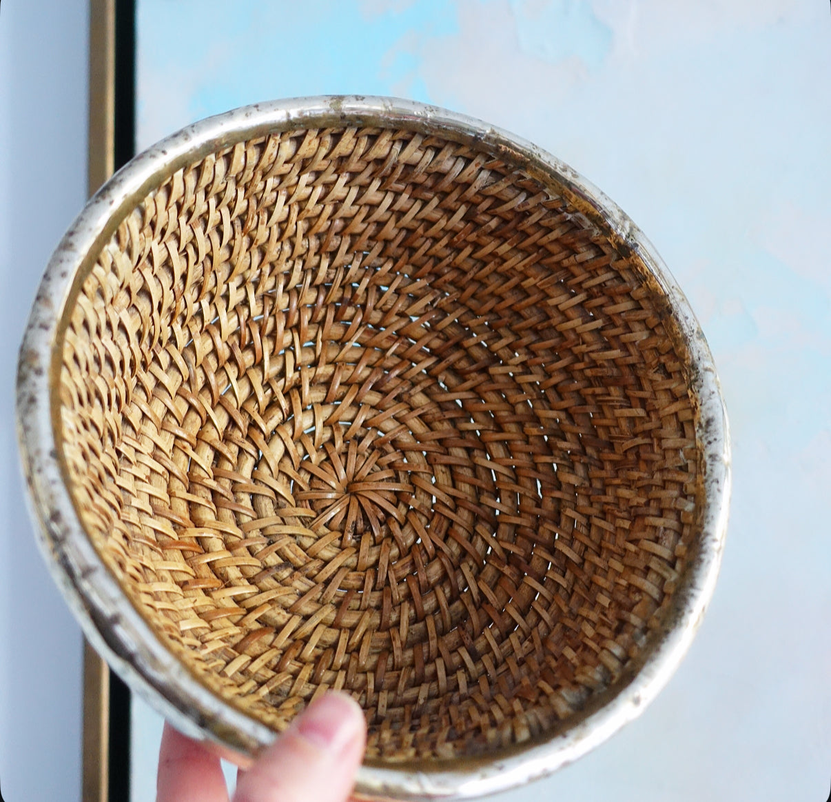 Wicker & brass basket