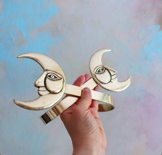 Brass moon curtain tie-backs