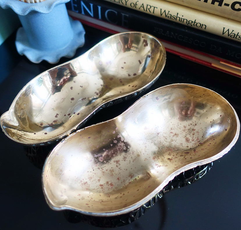 Large brass peanut trinket box