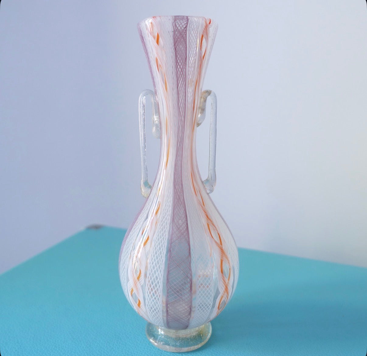 Zanfirico Murano glass bud vase