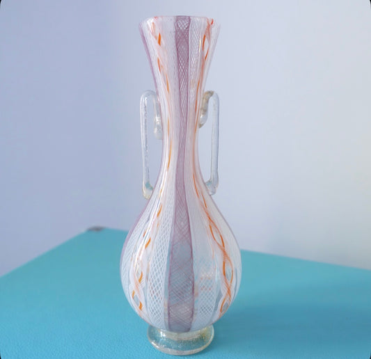 Zanfirico Murano glass bud vase
