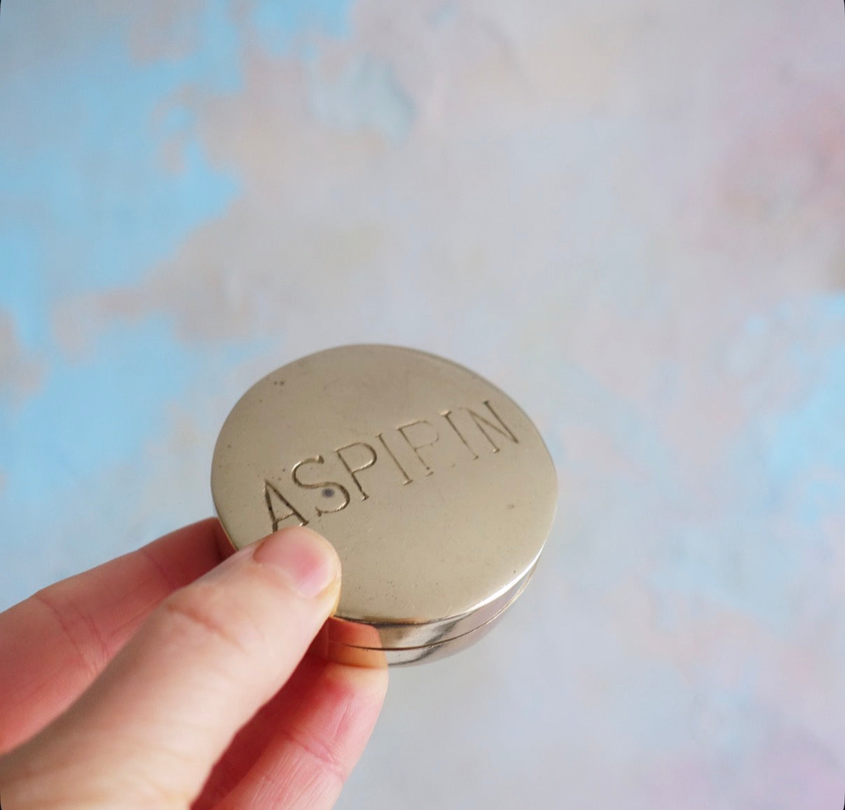Brass aspirin pill box