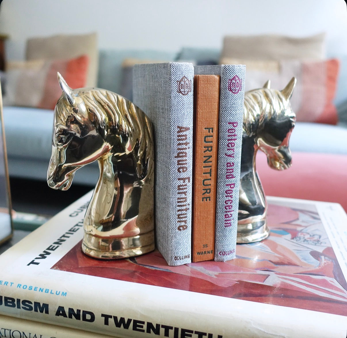 Pair of brass horse bookends