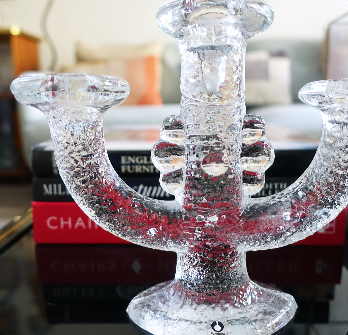 Swedish glass candelabra