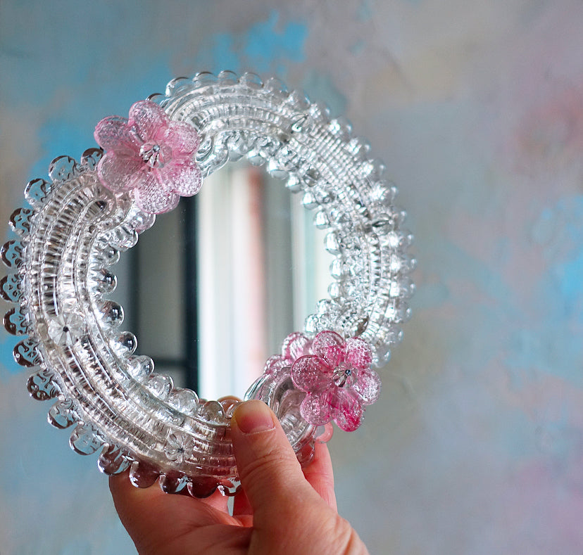 Murano glass flower mirror