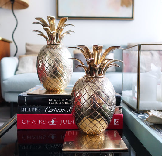 Pair of brass pineapple bookends