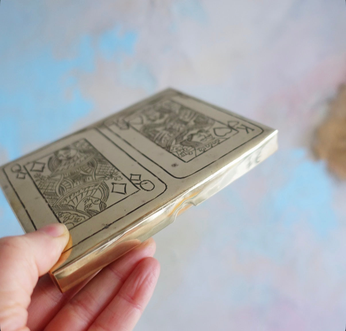 Brass playing cards box