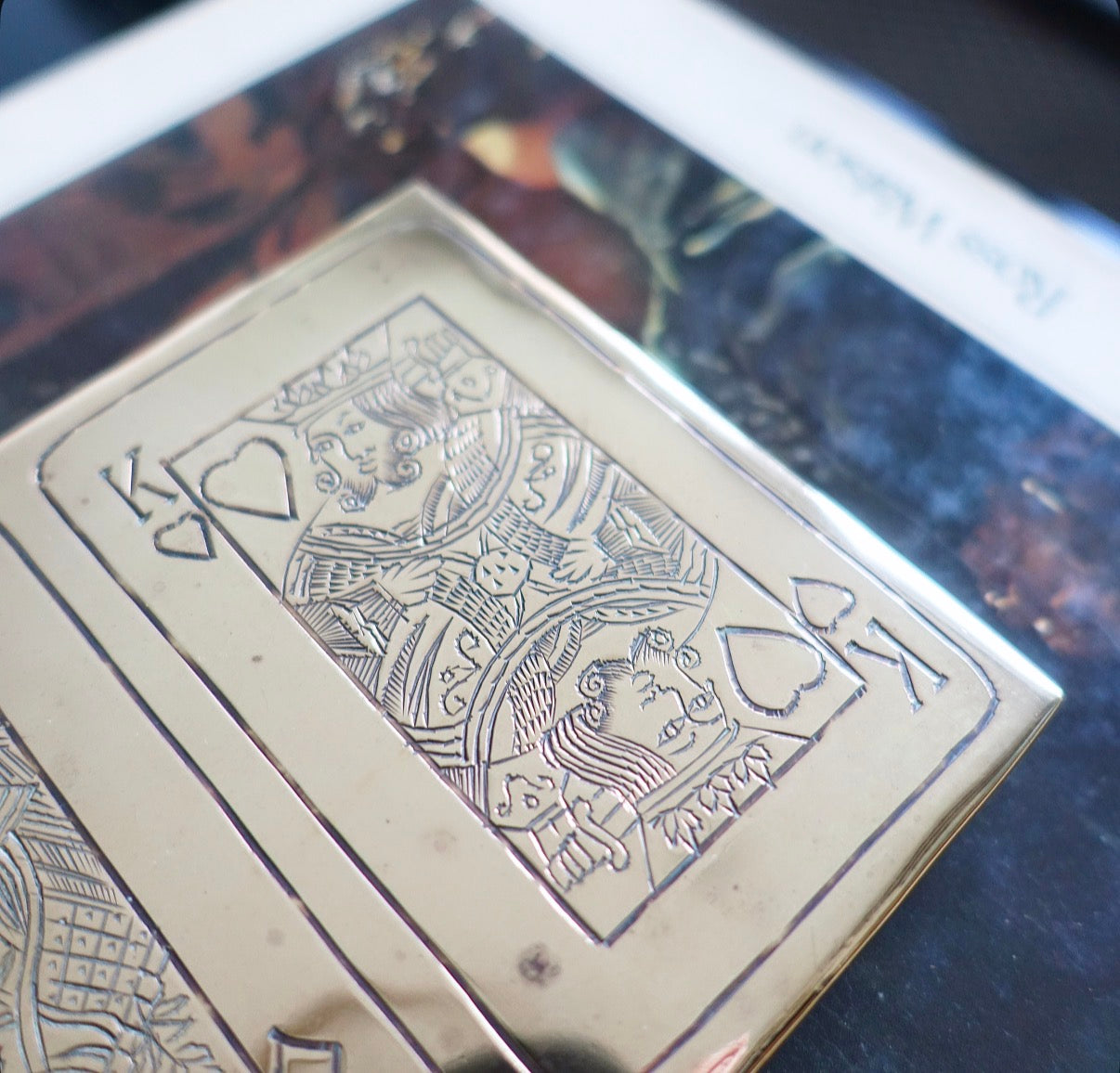 Brass playing cards box
