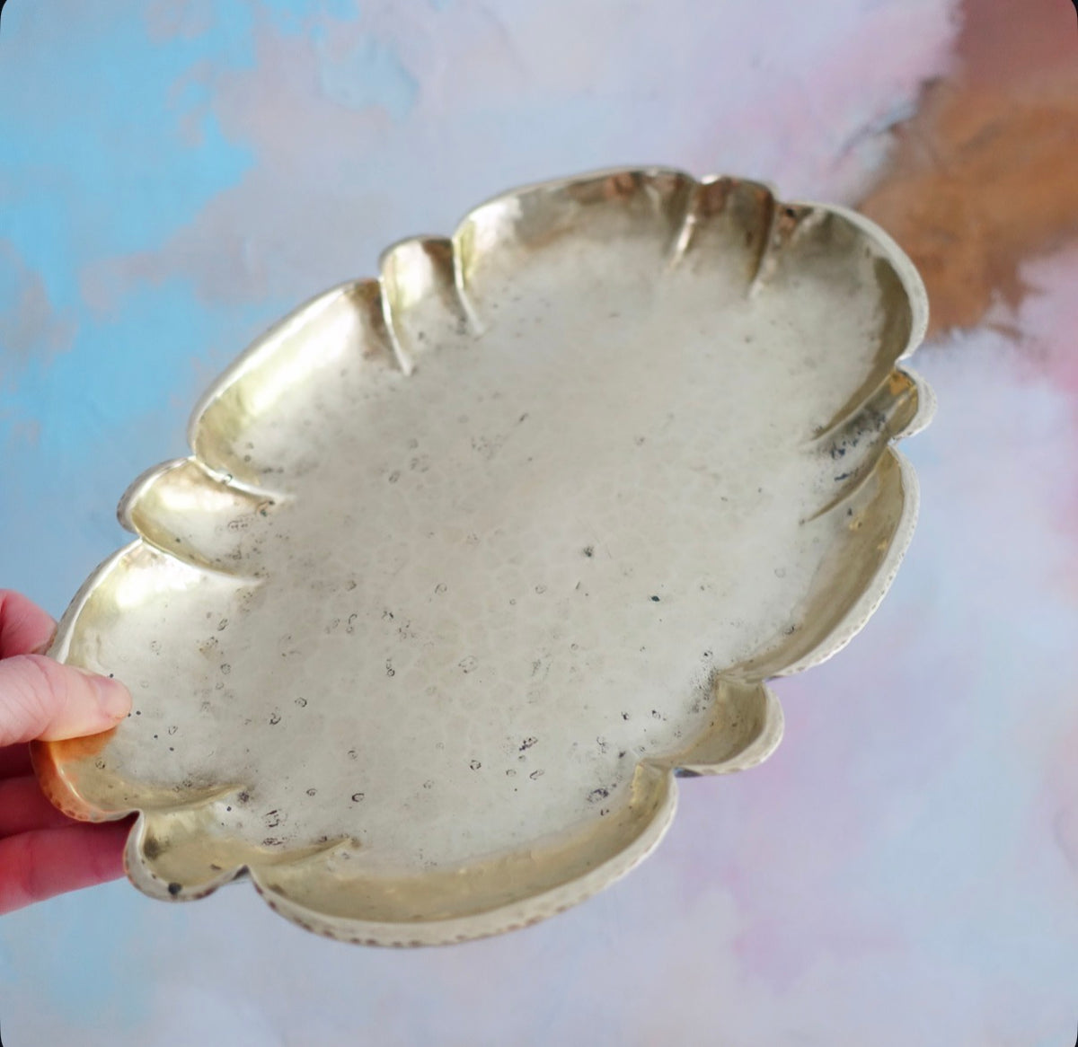 Hammered brass tray