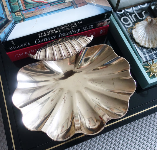 XL brass scallop shell bowl