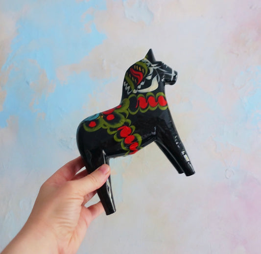Black 6 3/4 inch Swedish Dala horse