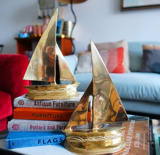 Pair of brass yacht bookends
