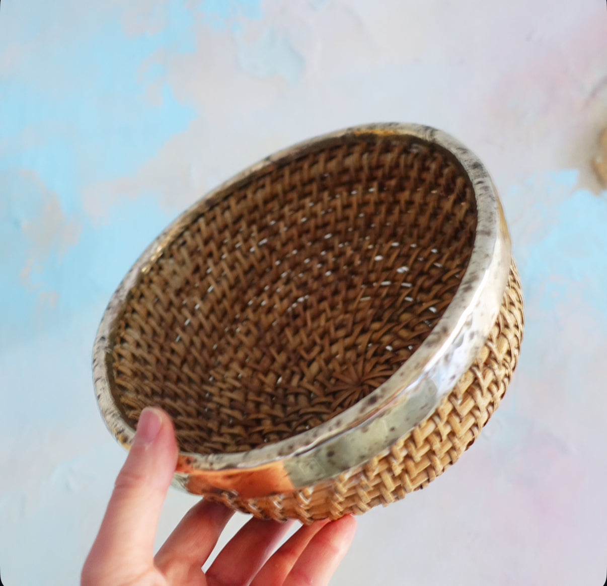 Wicker & brass basket