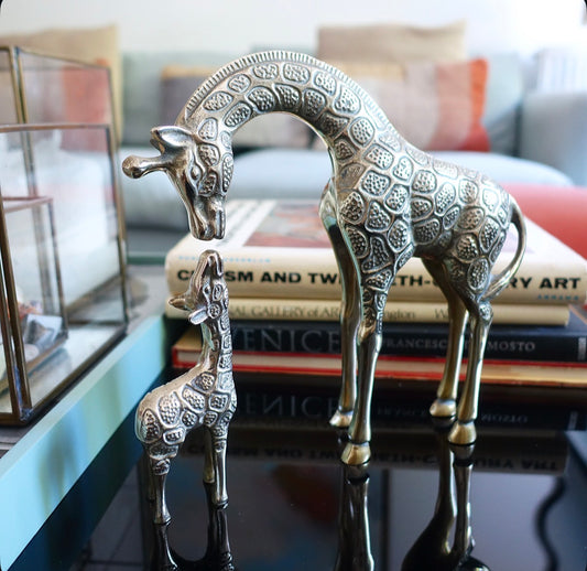 Brass giraffe & calf