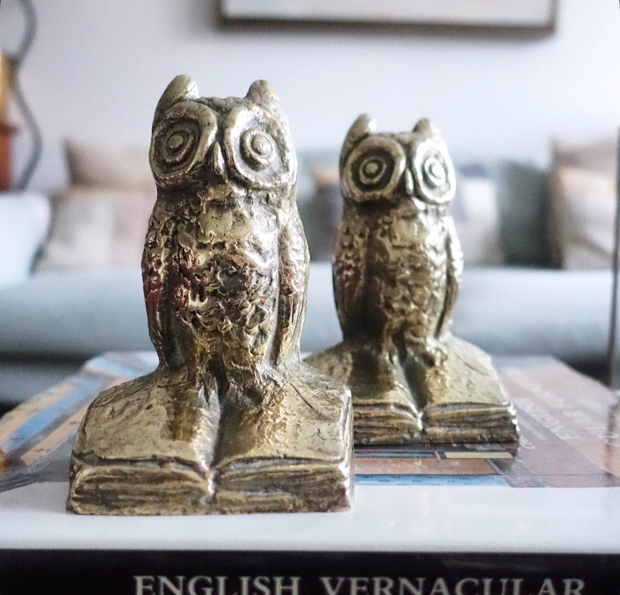 Brass owl bookends