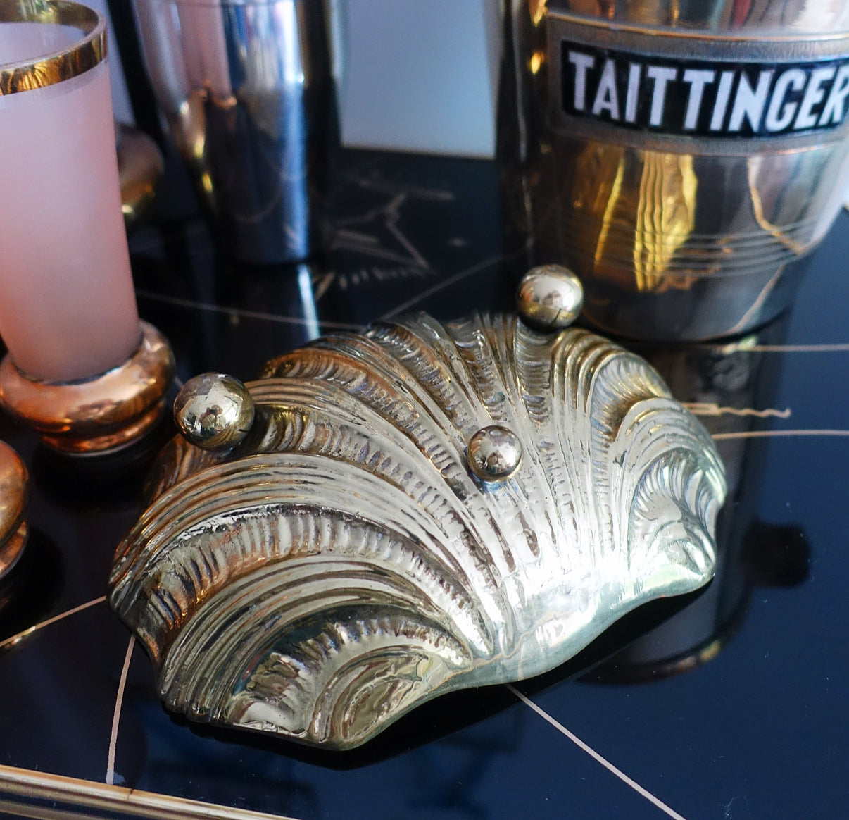 Hollywood Regency Brass scallop shell bowl