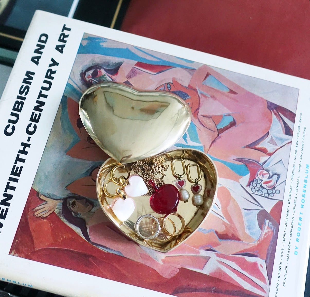 Brass plated heart trinket dish