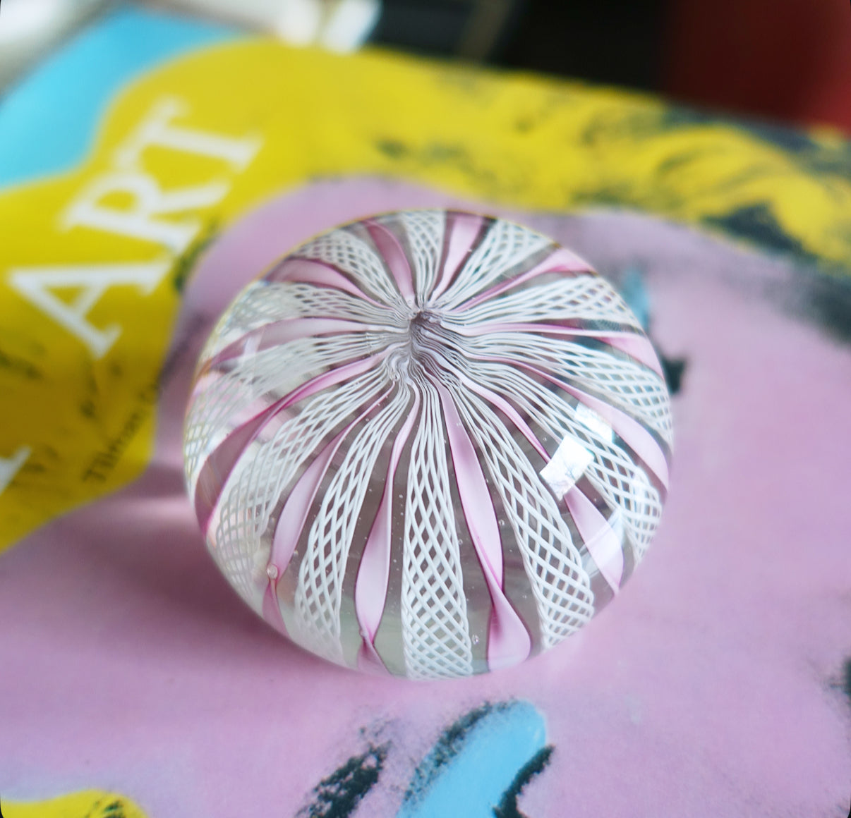 Pink Murano glass paperweight