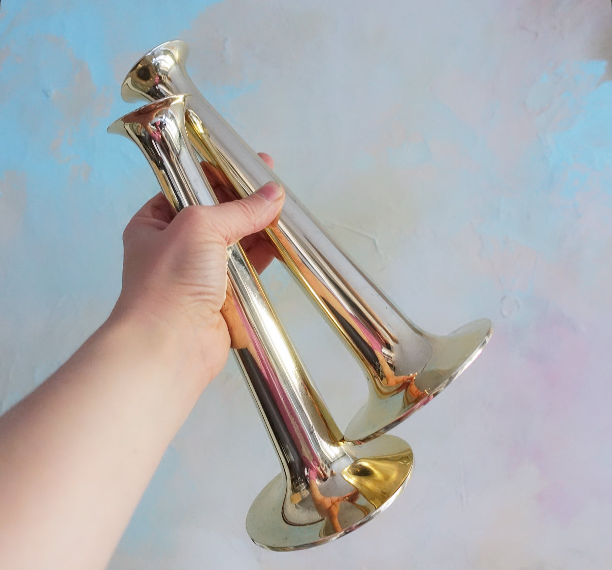 Danish brass candle holders