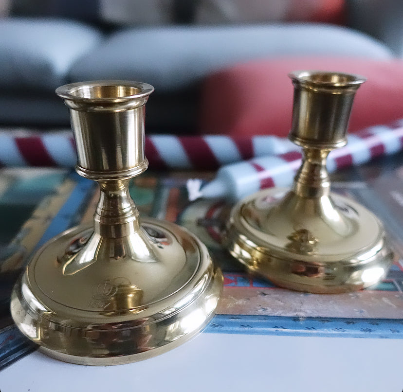 Pair of brass candle holders by Skultuna Sweden