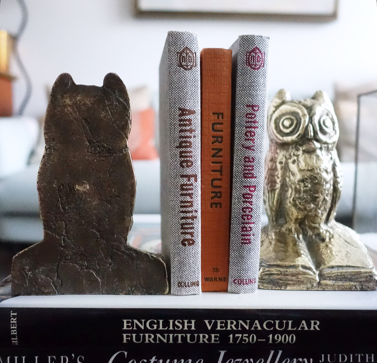 Brass owl bookends