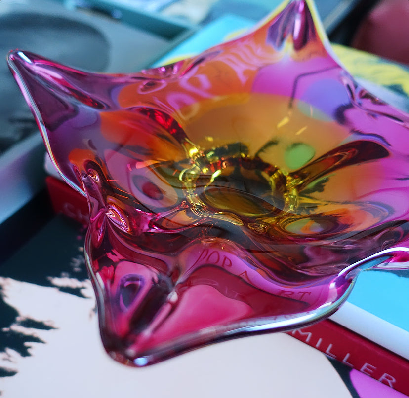 Josef Hospodka sculptural art glass dish