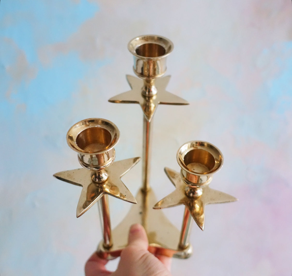 Brass star candle holder