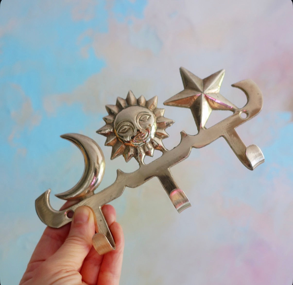 Celestial brass wall hook