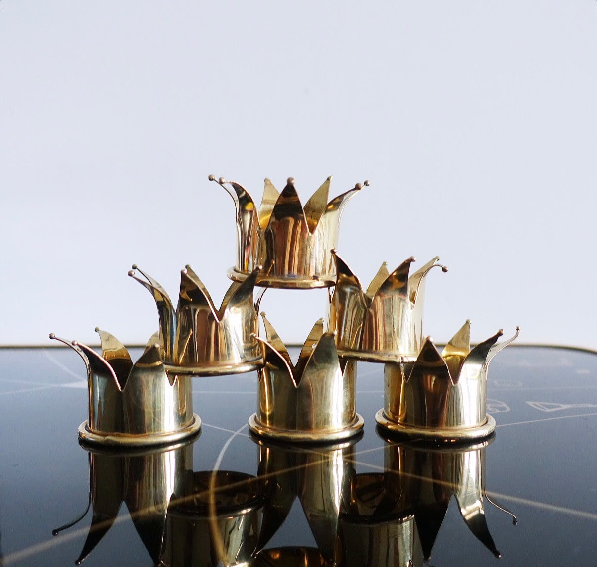 Brass crown napkin rings