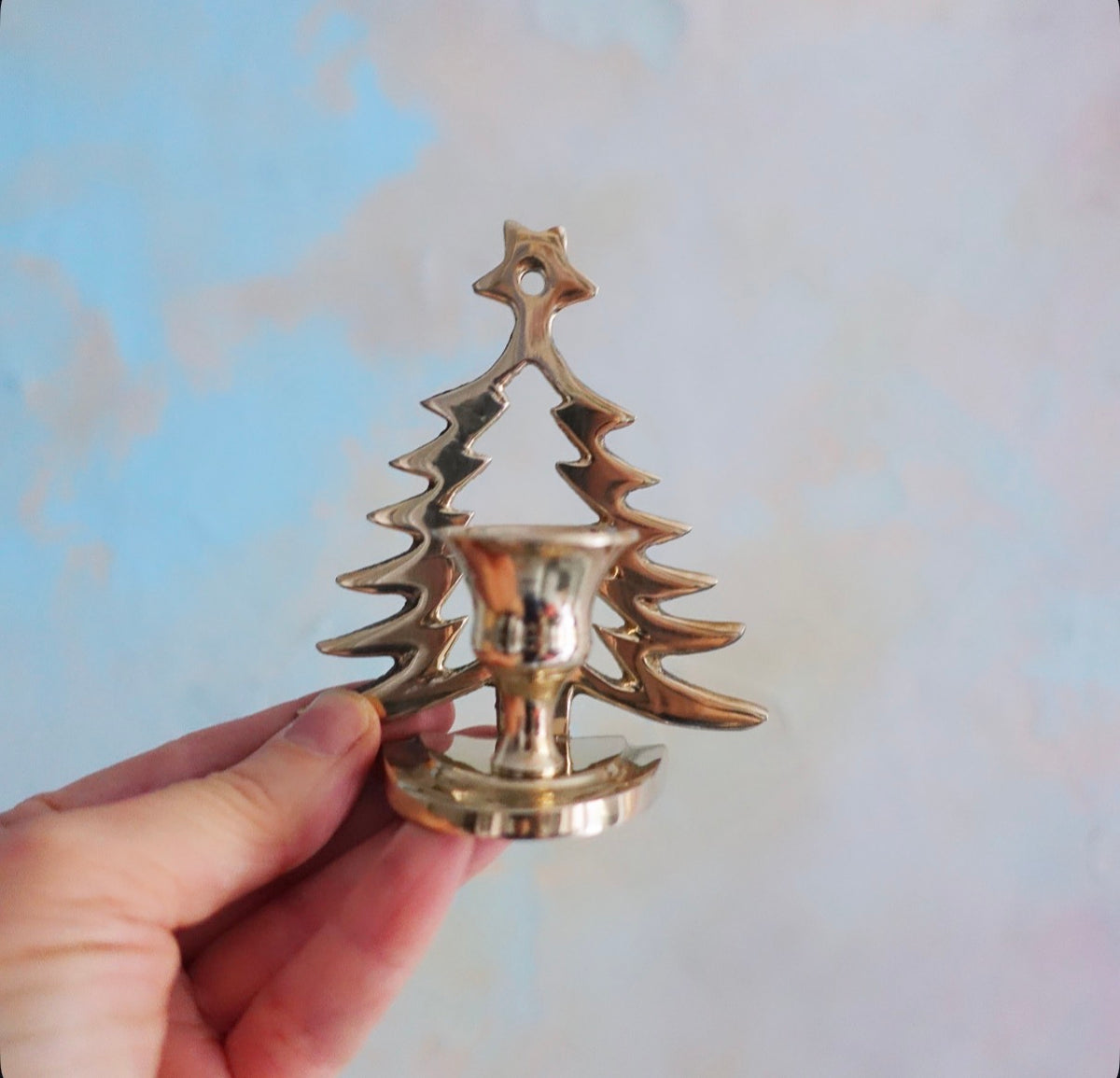 Pair of miniature Christmas tree candle holders