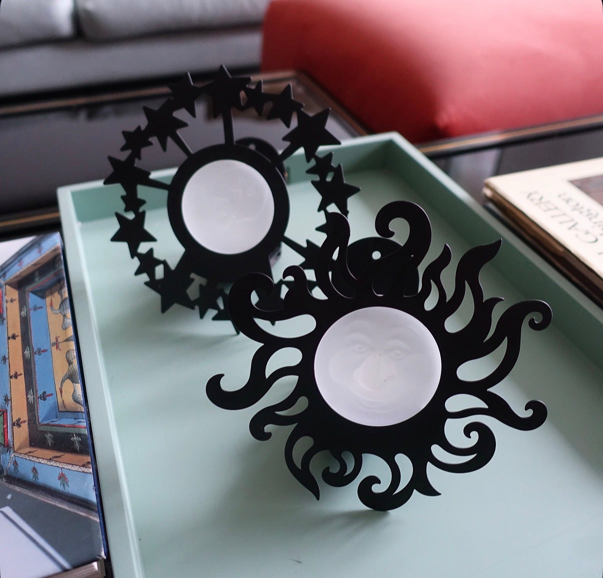 Pair of celestial candle sconces