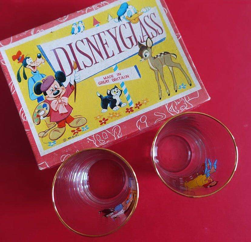 Rare set of two Disney Glass juice glasses